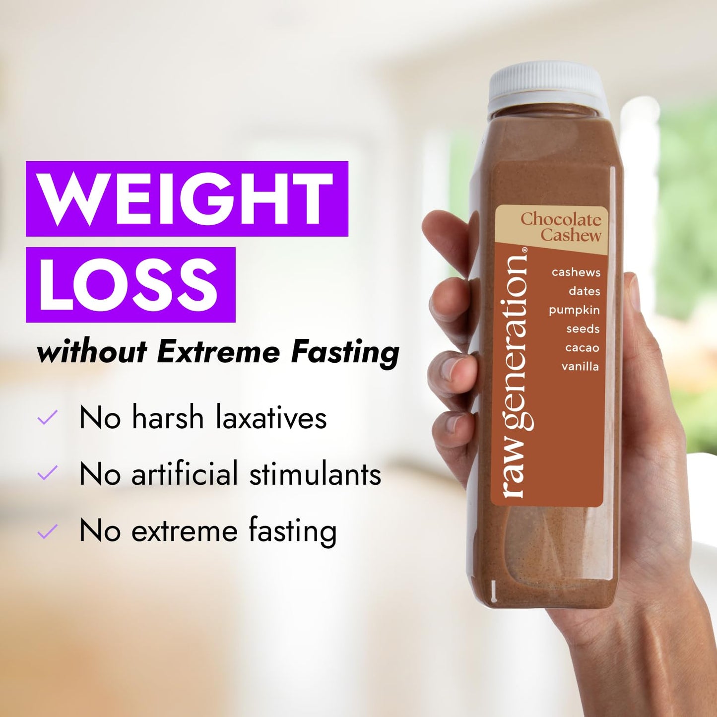 Raw Generation High-Protein Meal Replacement Cleanse - 3-Day Structured Weight Loss Reset with Built-In Lean Muscle Support, Plant-Based Liquid Diet