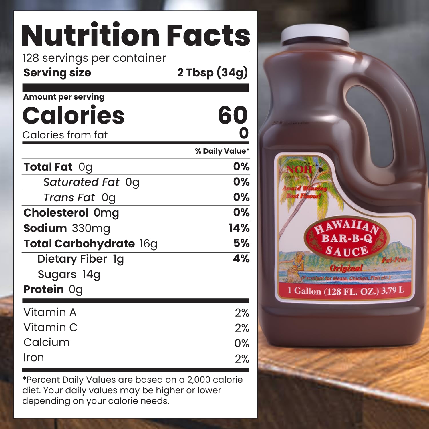 NOH Hawaiian Barbecue Sauce, 128 oz (Pack of 1) - Original Hawaiian BBQ Sauce, Ideal for Barbecue Chicken, Ribs, Steak, Seafood, Stir-Fry & More