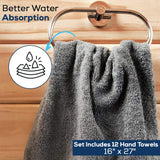 SIMPLI-MAGIC Towels, Hand, Gray 12 Count