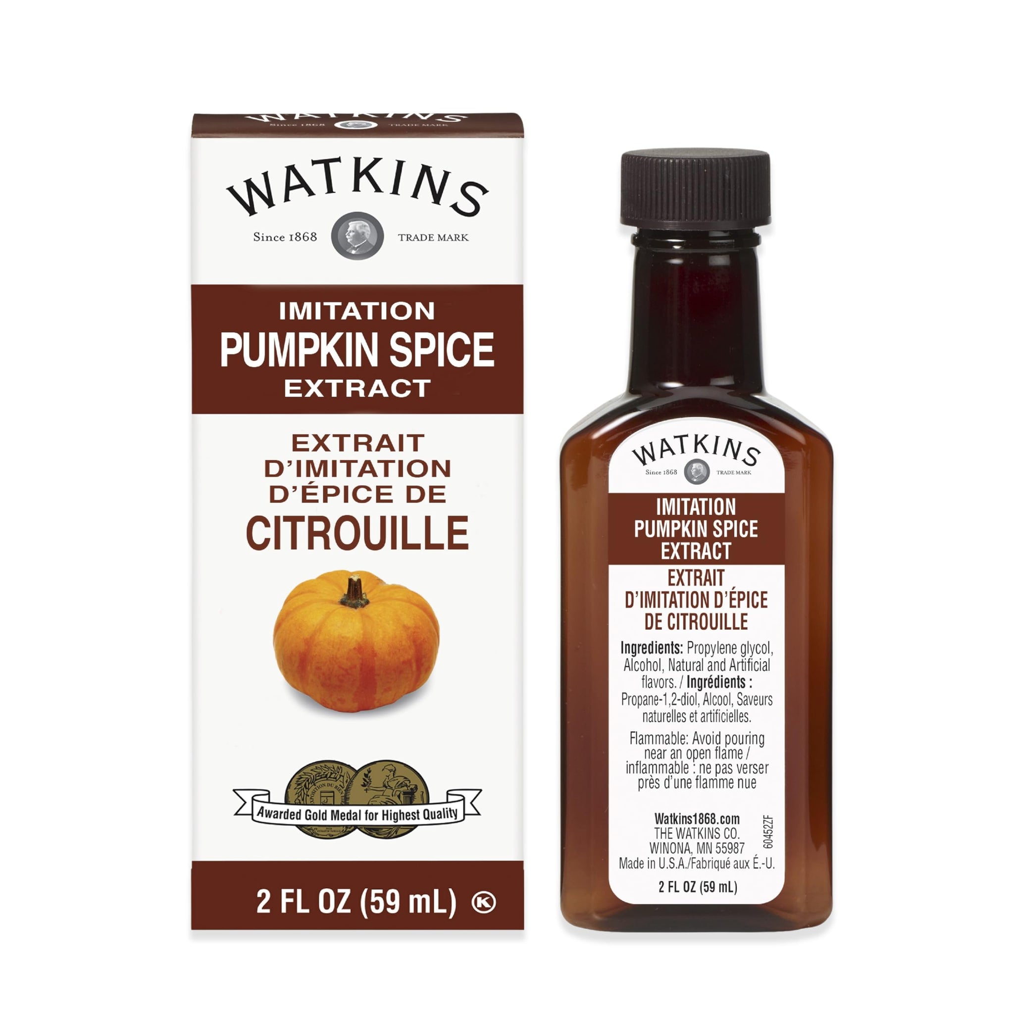 Watkins Imitation Pumpkin Spice Extract, Kosher, 2 oz. Bottle, 1-Pack