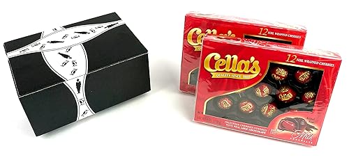 Cella's Milk Chocolate Covered Cherries, 6 oz Packages in a BlackTie Box (Pack of 2)