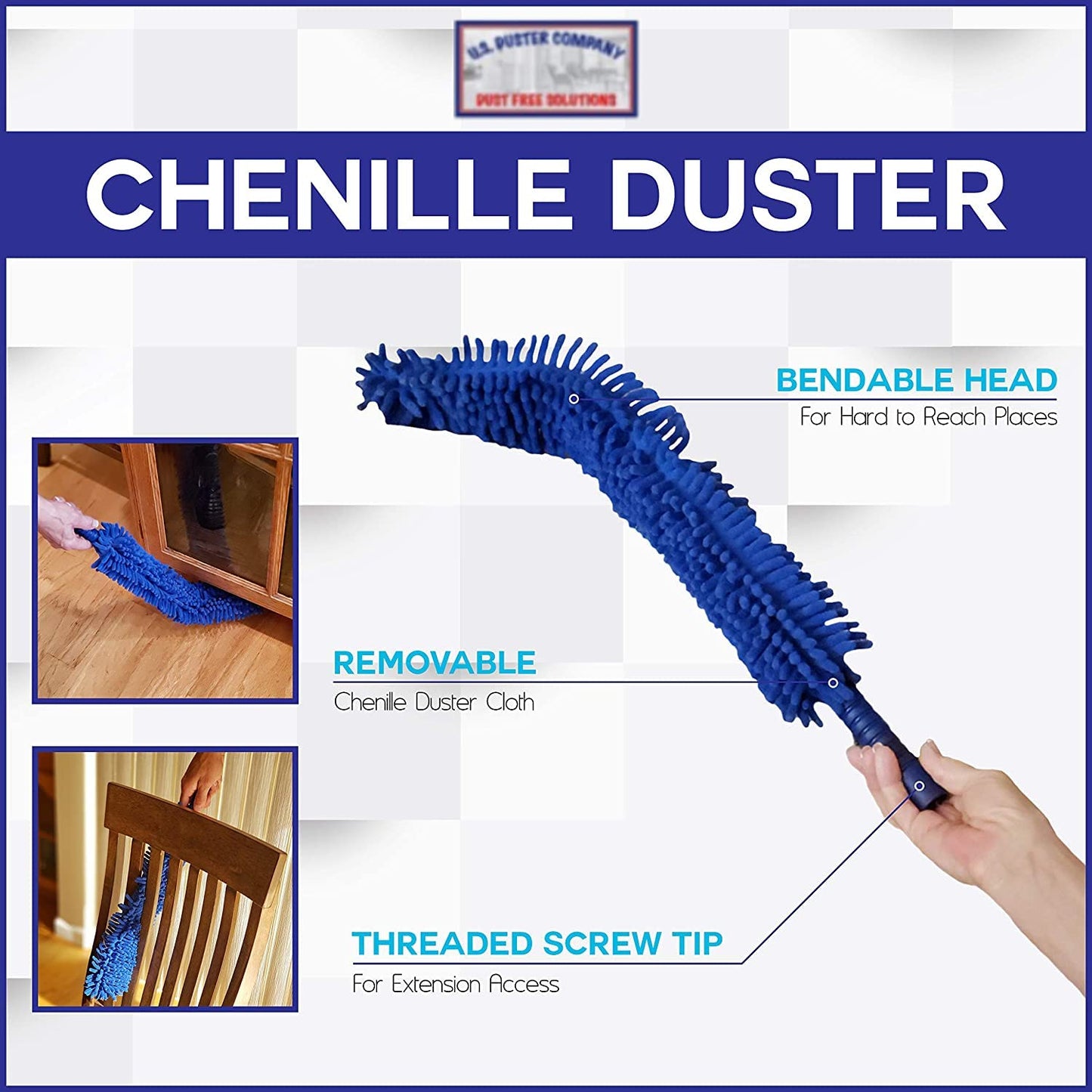 Spider Web Brush with Pole | Chenille Extension Duster, Aluminum Extension Rod | Extend 18-20 feet Cleaning High Ceilings, Cathedral Ceilings, Ceiling