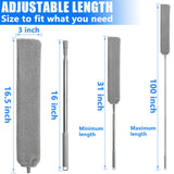 Retractable Gap Dust Cleaner Brush with 4 pcs Replacement Duster Cloth, 100 inches Extendable Pole, Flexible Microfiber Duster for Cleaning Under