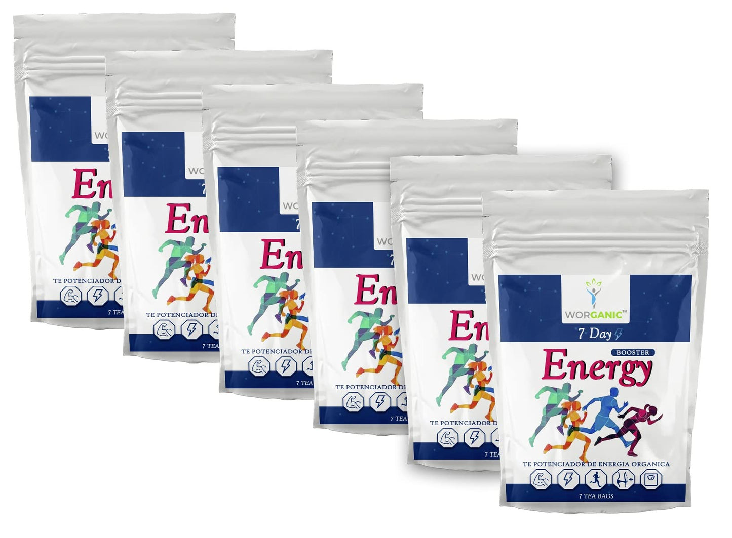 Booster Energy Tea - Worganic Tea - (6 Pack) - Essential Energy Drink Supports booster of physical and mental activity. Original Flavor by WORGANIC l