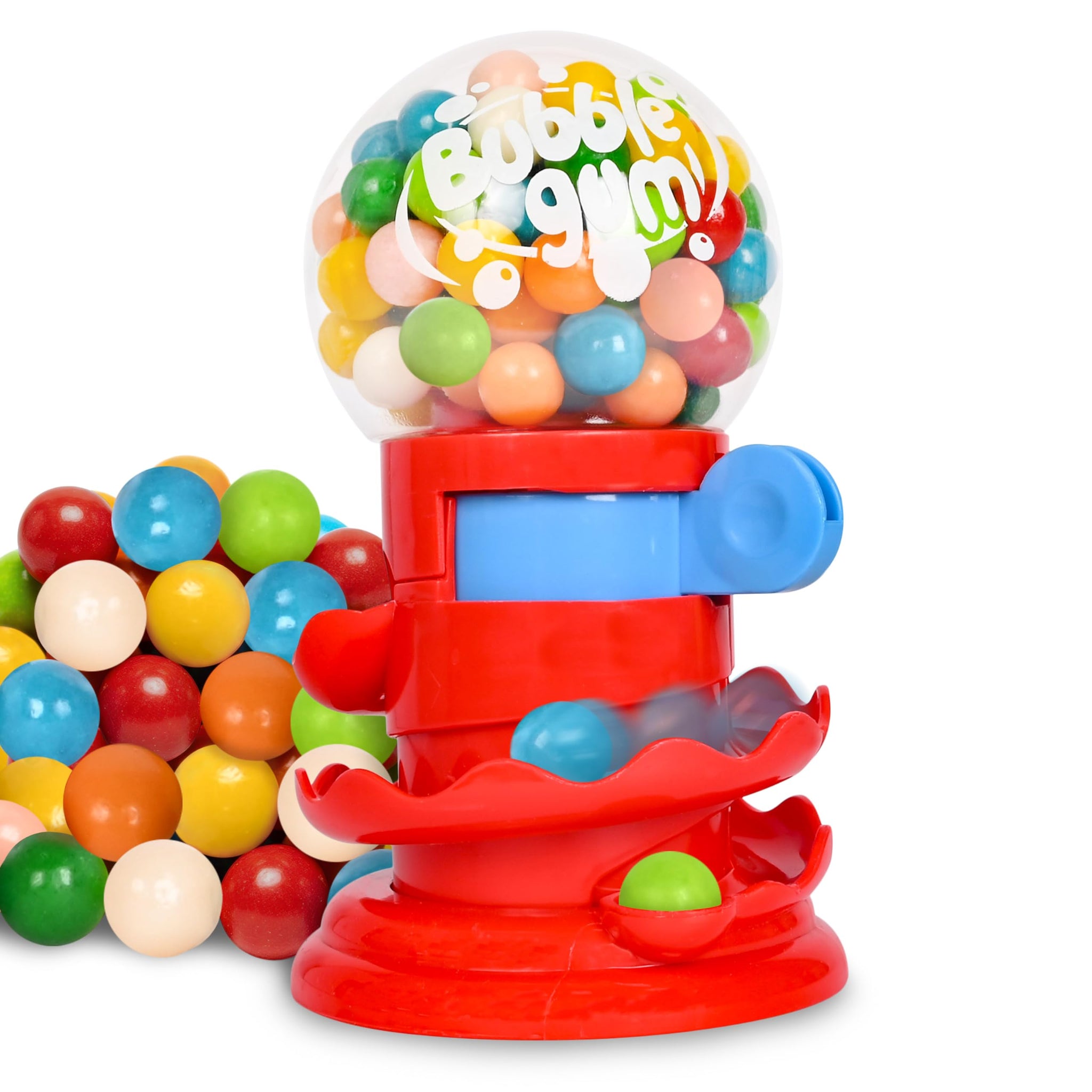 Toymendous Gumball Machine for Kids with Gumballs - Bubble Gum Mini Candy Dispenser | Piggy Bank for Kids - Receive Red or Yellow Machine Colors May