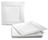 " OCCASIONS " 50 Plates Pack (25 Guests)-Heavyweight Wedding Party Square Disposable Plastic Plate Set -(25 x 9.5'' + 25 x 6.5'' (Square White)