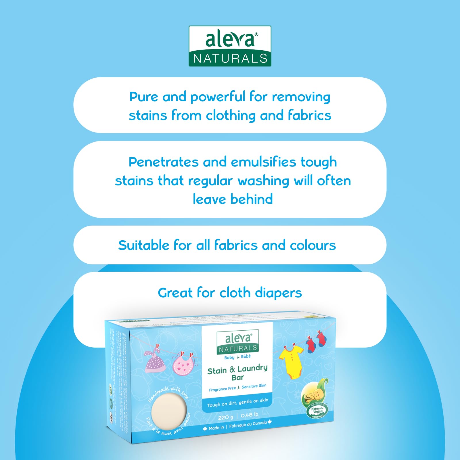 Stain Remover and Laundry Bar | Removes Stains from Clothing and Fabrics | Hand Wash Delicates | Targets Spit-Up, Food Mush and Soiled Clothing |