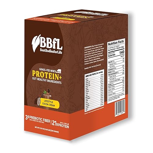 BBfL Grass-Fed Whey Protein Shake - 21g rBGH-Free Protein, Cocoa + Apple Cider Vinegar, Prebiotics, Digestive Enzymes, Supports Gut Health
