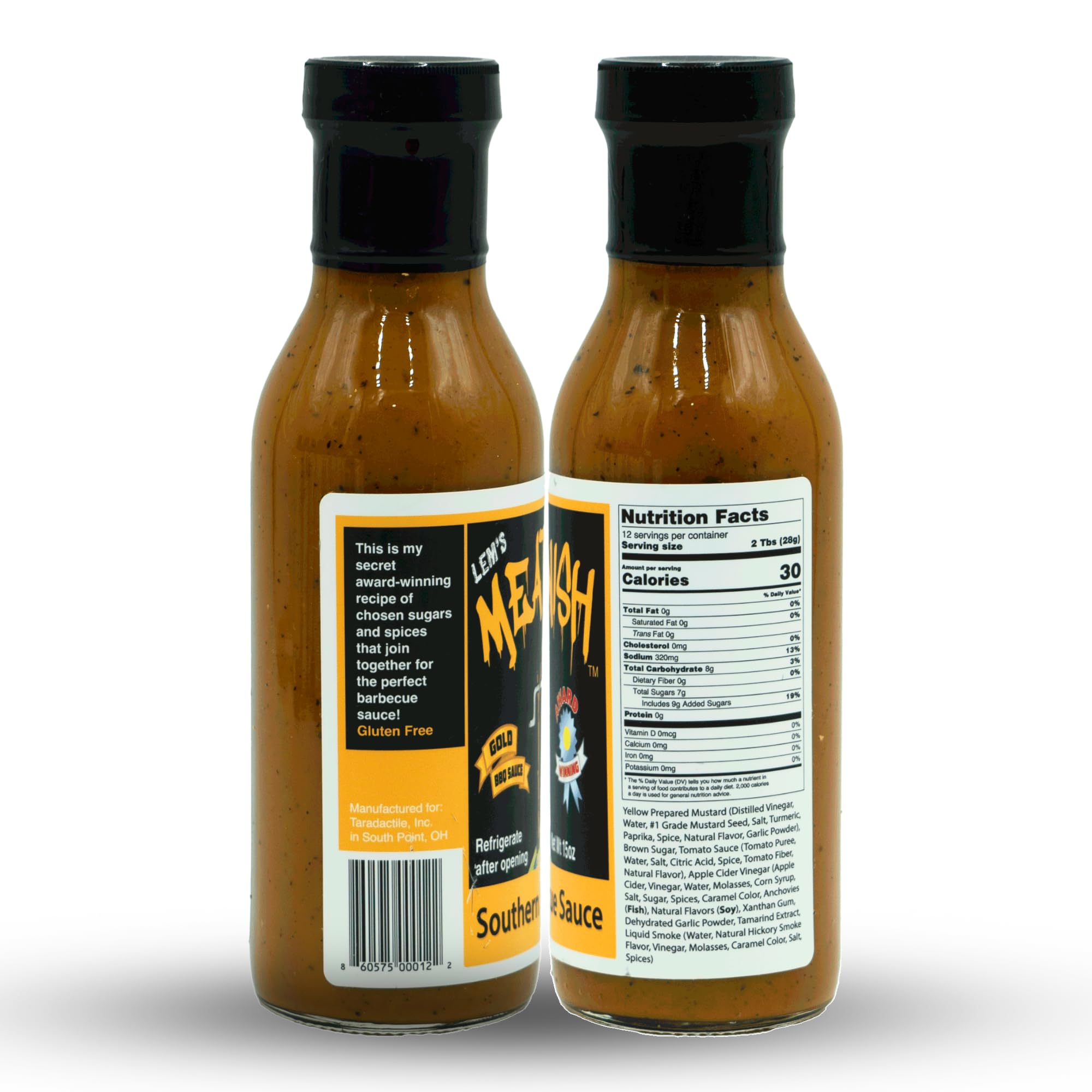 Lem's Meat Varnish Southern Gold Mustard BBQ Sauce for Meat, Pork, Chicken, Wings - Best for Grilling, Smoking, Marinating, Basting - 12 oz. Bottle
