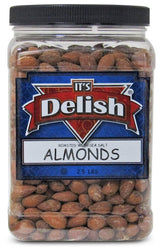 Roasted Salted Almonds by It’s Delish - 2.5 lbs Jumbo Reusable Container (Jar) - Kosher Snacking Almond Nuts with Sea Salt