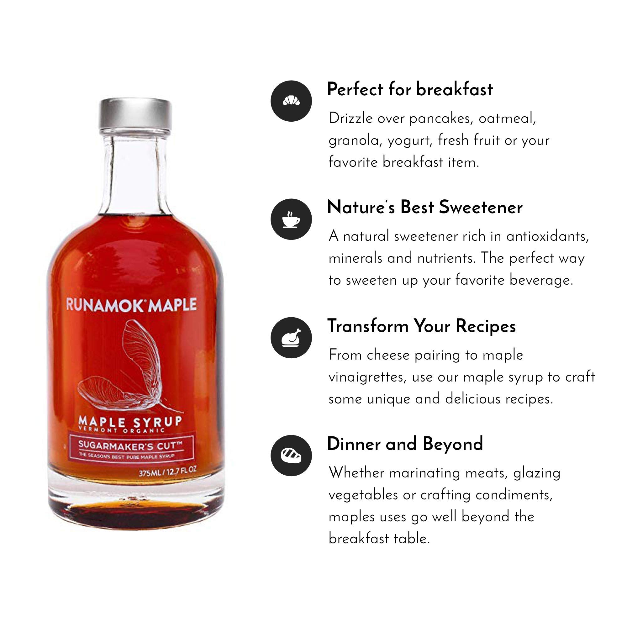 Runamok Maple Syrup Organic Sugarmaker's Cut - Grade A Vermont Maple Syrup, Amber Color, Rich Taste | Pure Maple Syrup & 100% Natural | Classic