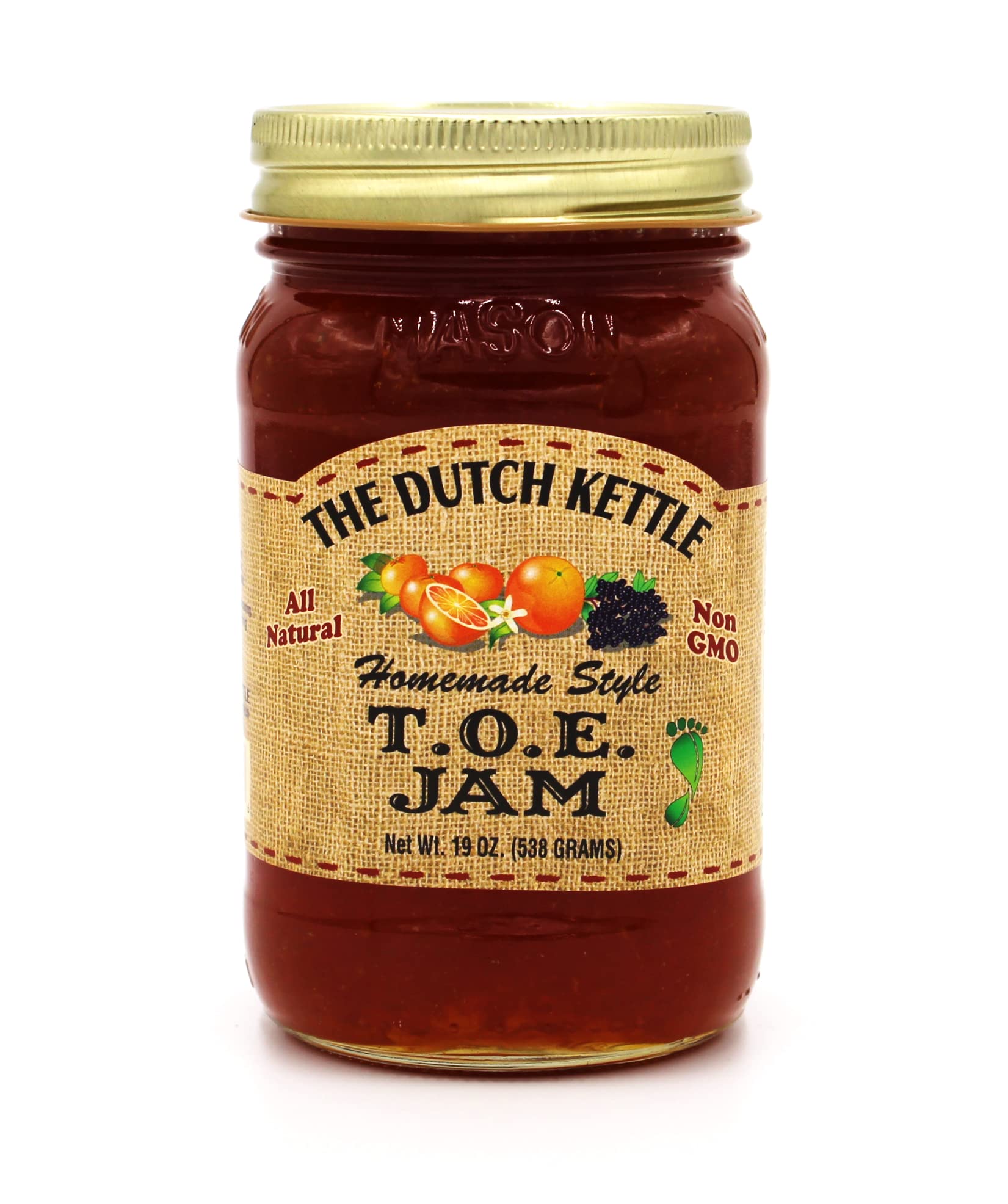 The Dutch Kettle T.O.E. Jam - Gourmet Homestyle Sweet Fruit Spread - Amish-Made with the Finest Tangerine, Orange, & Elderberry Flavor for Homemade