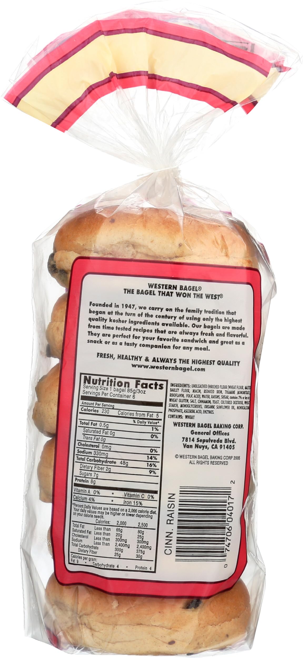 Western Bagel, Bagel Cinnamon Raisin, 6 Count