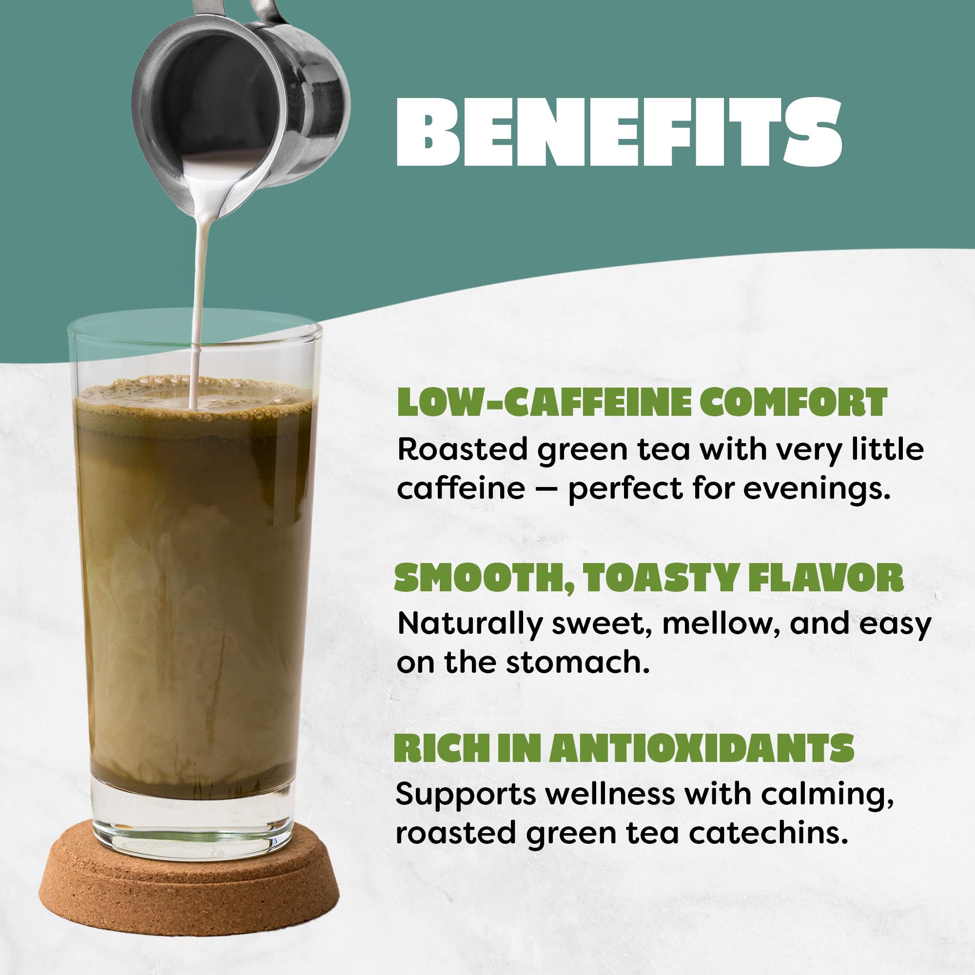 Harmony Leaf Hojicha Green Tea Powder, 4 oz, 50+ Servings, Roasted Green Tea for Lattes and Drinks
