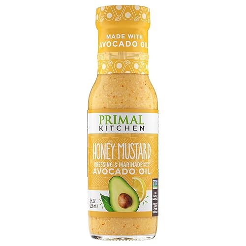 Primal Kitchen Honey Mustard Vinaigrette & Marinade Salad Dressing made with Avocado Oil, Certified Paleo & Keto Certified, 8 Fluid Ounces