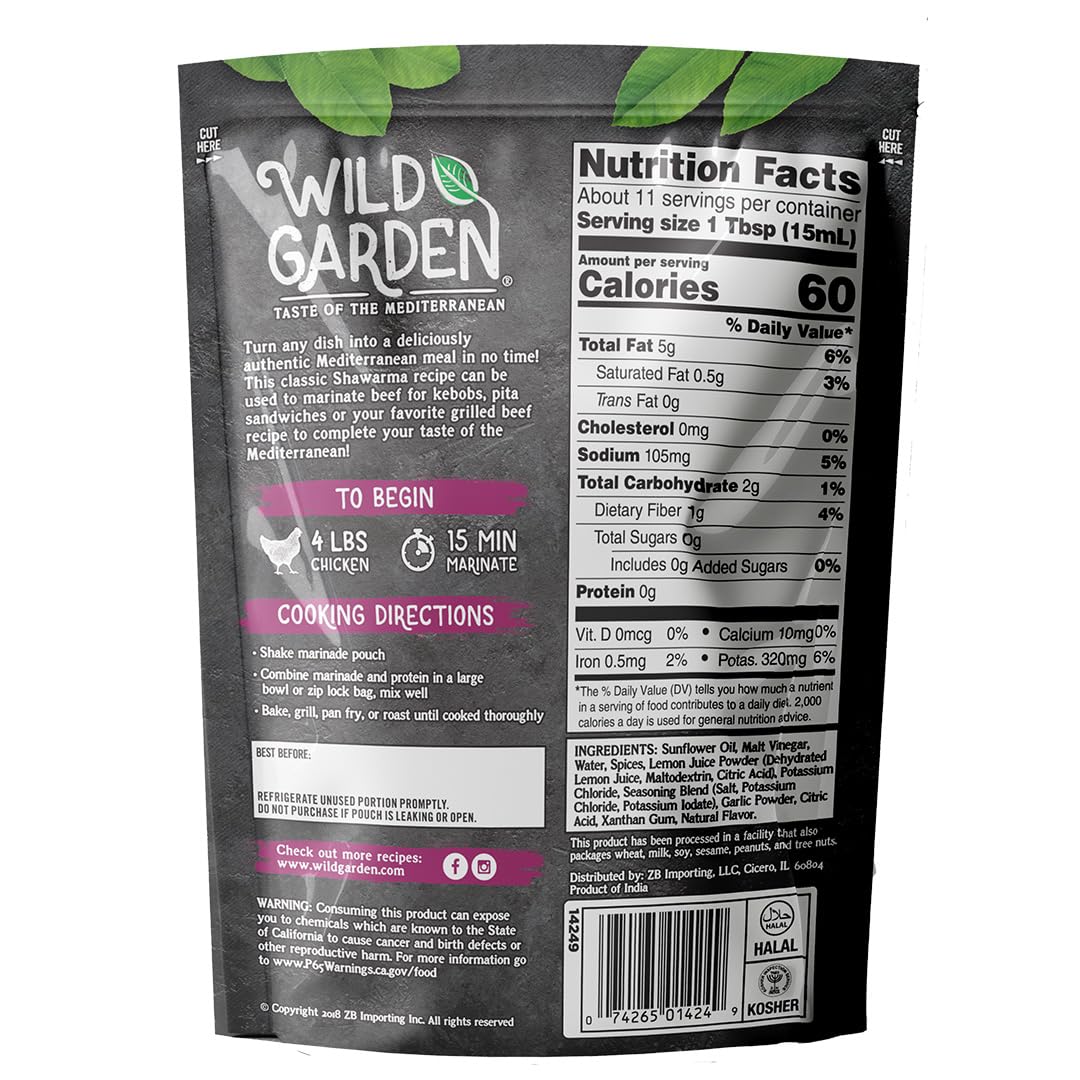 Wild Garden Ready-To-Use Marinade, Gourmet Beef Shawarma Seasoning, Authentic Recipe with No Additives, No Preservatives, Bold, Flavorful, Perfect