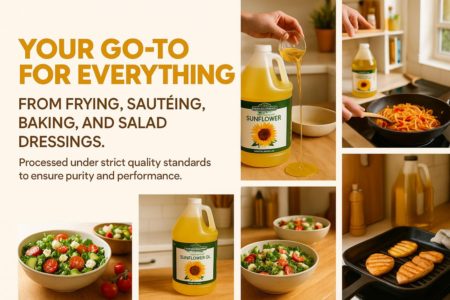 Healthy Harvest Non-GMO Sunflower Oil - Healthy Cooking Oil for Cooking, Baking, Frying & More - Naturally Processed to Retain Natural Antioxidants {One Gallon}