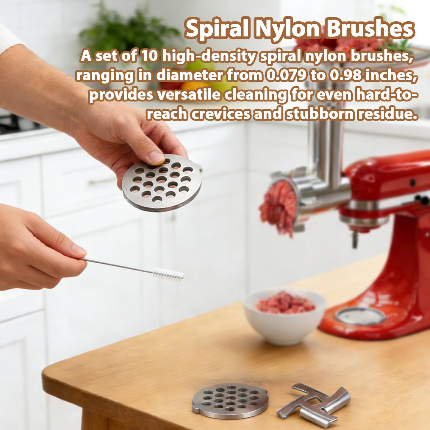 Heavy-Duty Multi-Purpose Kit chen Brush Set | for Meat Grinder, Mixer & Home Cleaning | Complete Kit for Stubborn Residue Removal (16-Piece Set)