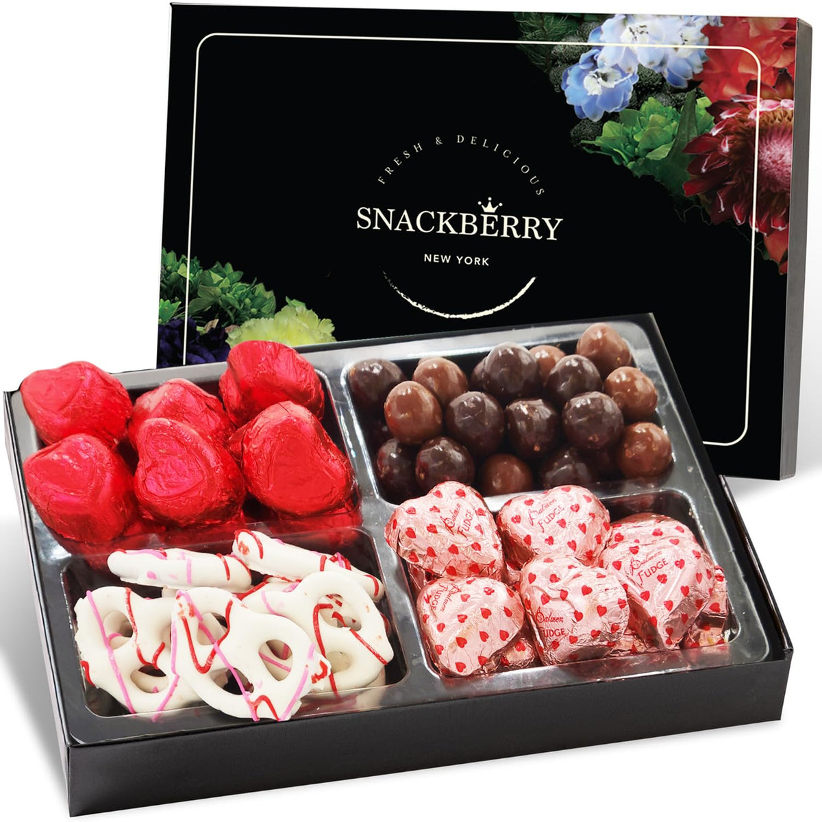 Gourmet 6 Section Drawer Gift Box, Variety Snack Box Food Platter (Valentine's Basket #1)