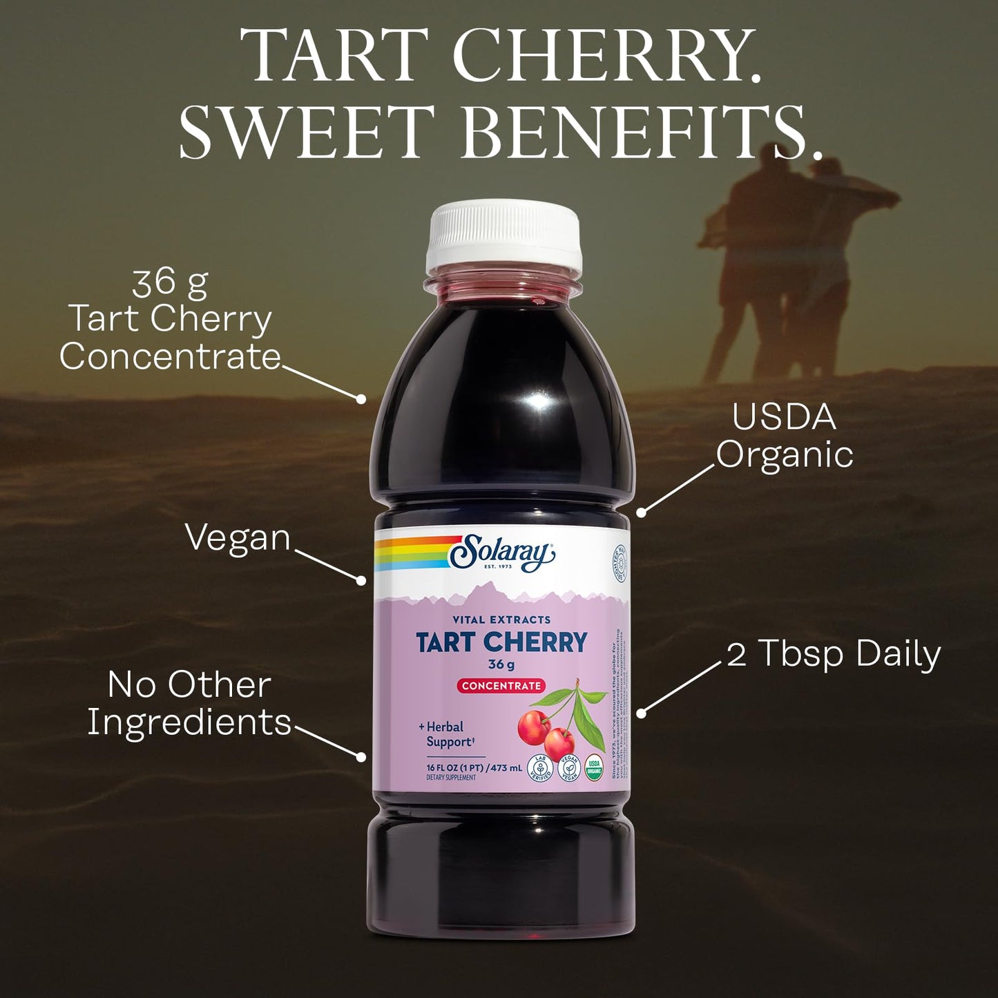 Solaray Organic Tart Cherry Juice Concentrate, 100% Juice Concentrate from Organic Tart Cherries for Overall Well-Being - Vegan, Lab Verified, 60-Day