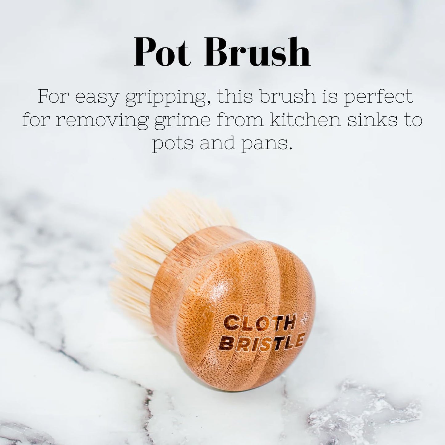 CLOTH & BRISTLE Bamboo Cleaning Brush Combo Set, Versatile Dish Scrub, Pot, and Detail Brushes for Kitchen, Grout, and Household Cleaning, Sustainable