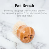 CLOTH & BRISTLE Bamboo Cleaning Brush Combo Set, Versatile Dish Scrub, Pot, and Detail Brushes for Kitchen, Grout, and Household Cleaning, Sustainable