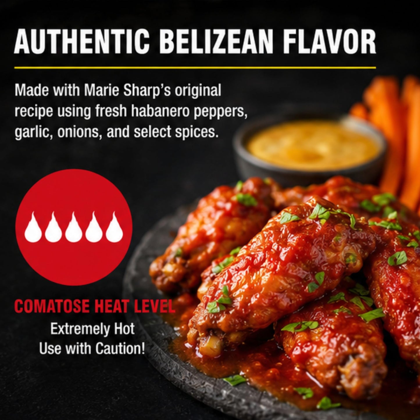 Marie Sharp’s BEWARE Comatose Heat Level Habanero Pepper Sauce, 10 oz | Extreme Heat Hot Sauce from Belize | All-Natural, No Preservatives