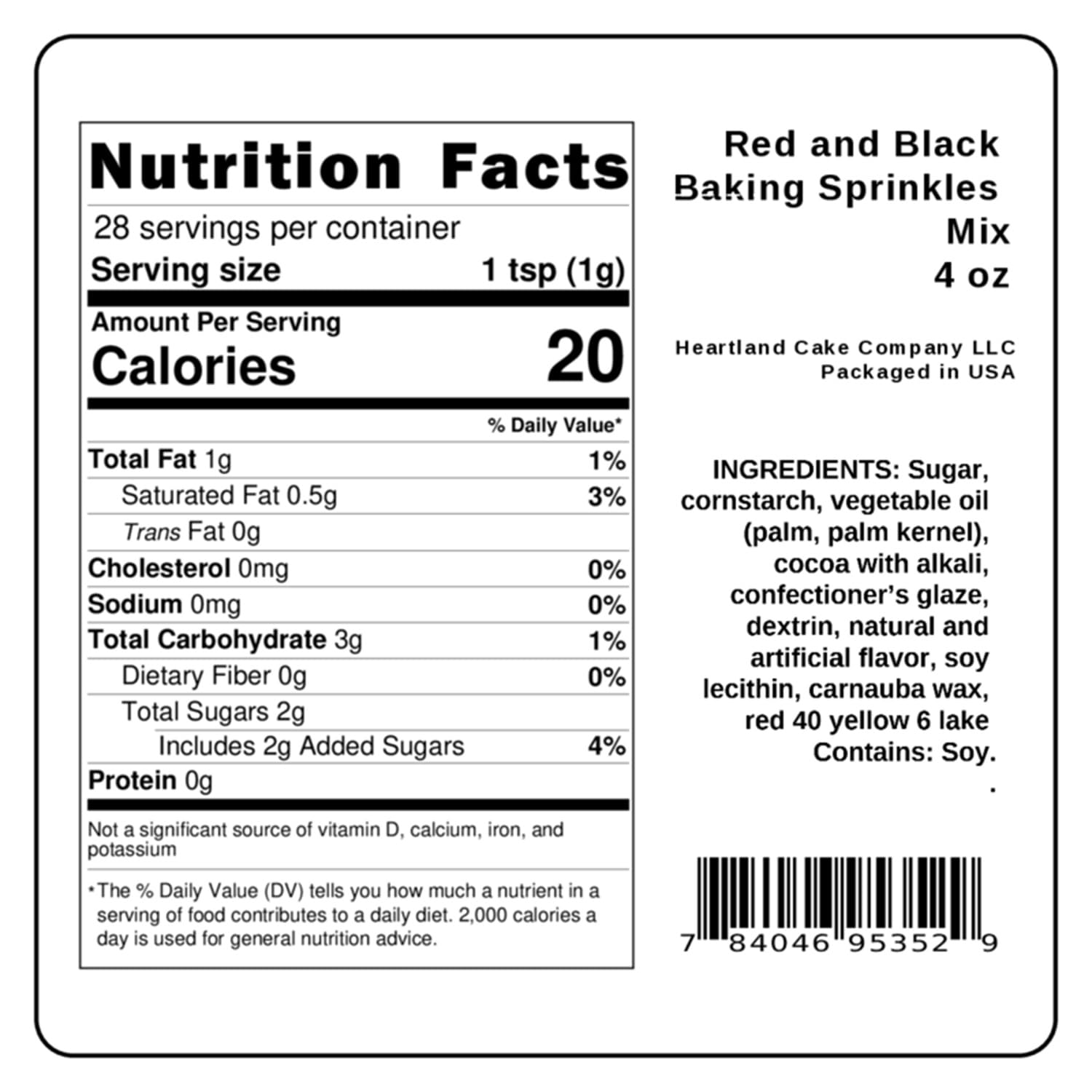 Red and Black Sprinkles for Cake, Cupcake, Cookie Decorations, Ice Cream and Donut Toppings Edible Decorating Baking Supplies - 4 oz package mix