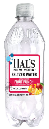 Hal's New York Seltzer Water, Fruit Punch Sparkling Water, 20 Fl Oz Bottle (Pack of 24)