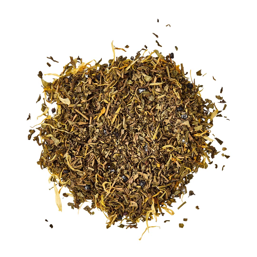 Caffeine Free Mango Loose Leaf Green Tea, Decaffeinated Pure Natural Herbal Tea Blend with Elderberry and Calendula (2 ounce)
