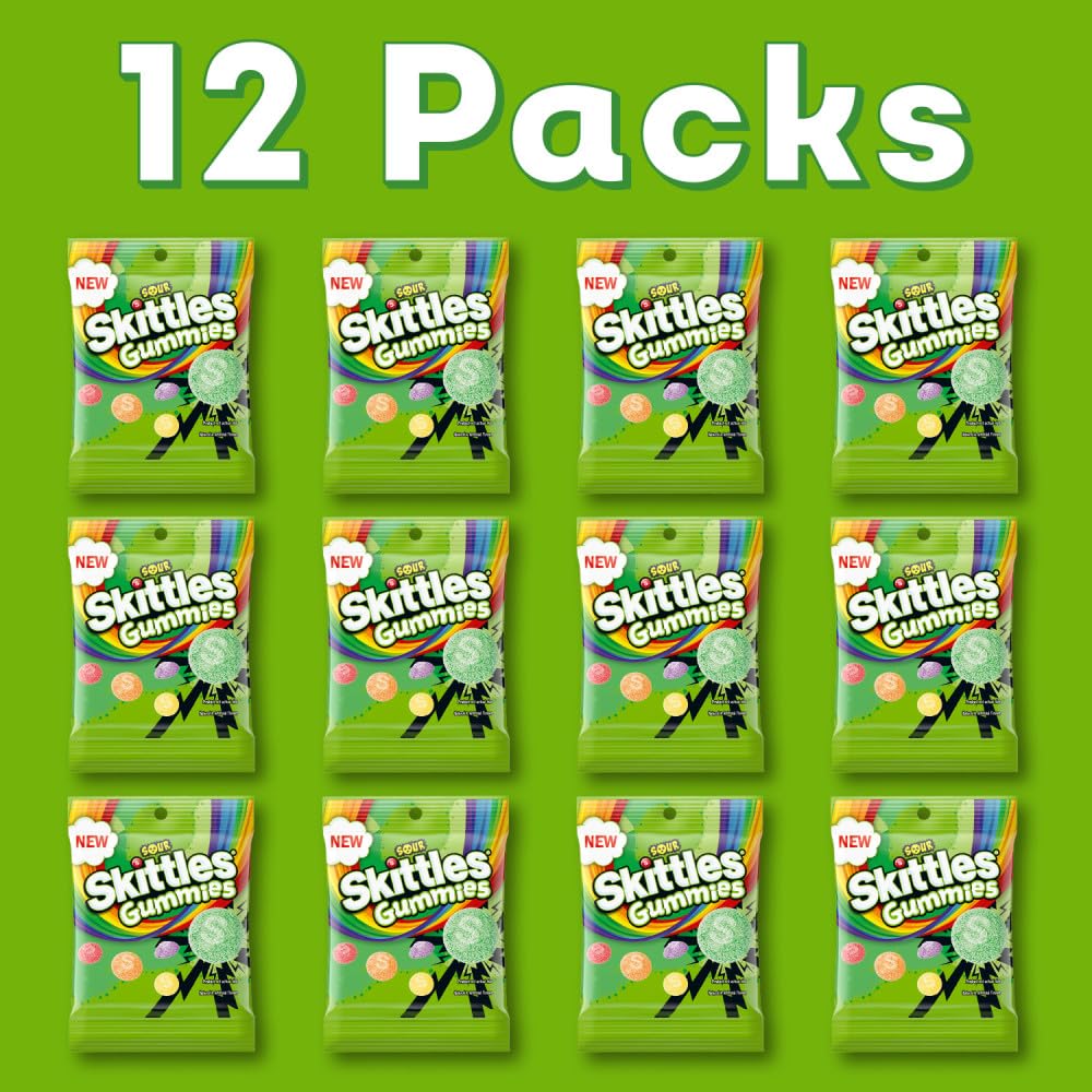 SKITTLES Sour Gummies, Sour Candy Assortment, Bulk Candy Pack 5.8 Oz 12 Ct