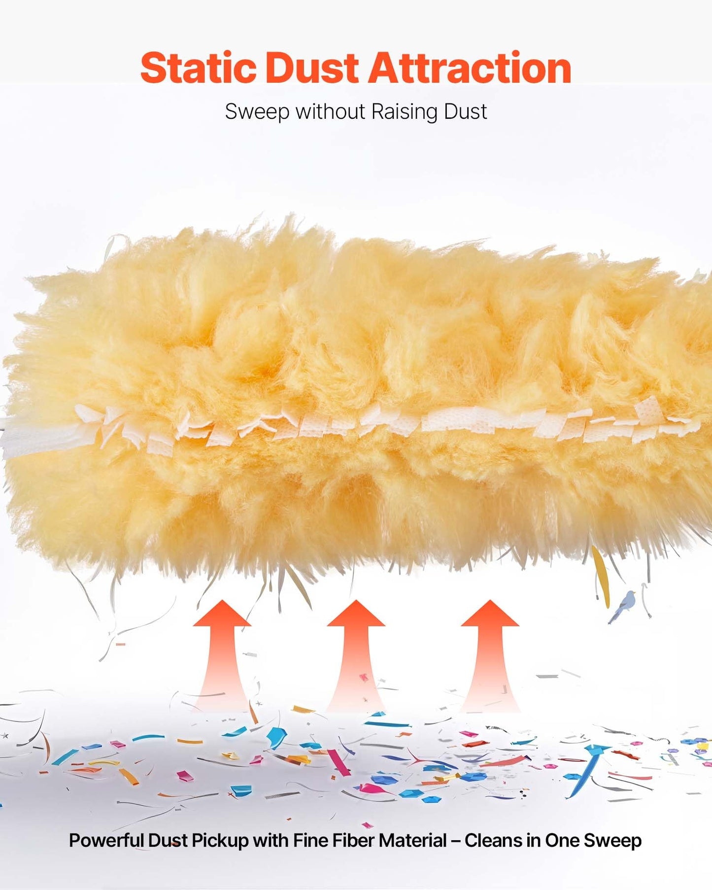 VEVOR Duster Refills, Heavy Duty Dusters for Cleaning, 3 ft Extendable Handle with 10 Refills, Reusable Non-Woven Fabric 360° Cleaning Kit for Dusting
