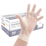 Well Before Disposable Synmax 4g Food Grade Vinyl Gloves, Clear, Medium, 200 Count - Latex-Free, Powder-Free Disposable Gloves for Healthcare & Food