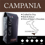 Caffe D’arte Campania Ground Coffee - Dark Roast, Bold & Robust, Roasted in Seattle, Crafted for Drip Coffee Makers, 12 oz