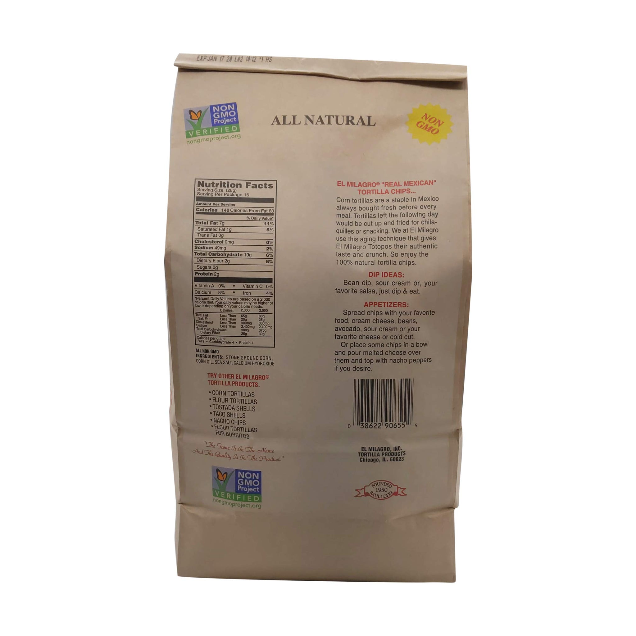 El Milagro Salted Tortilla Chips, 16 oz