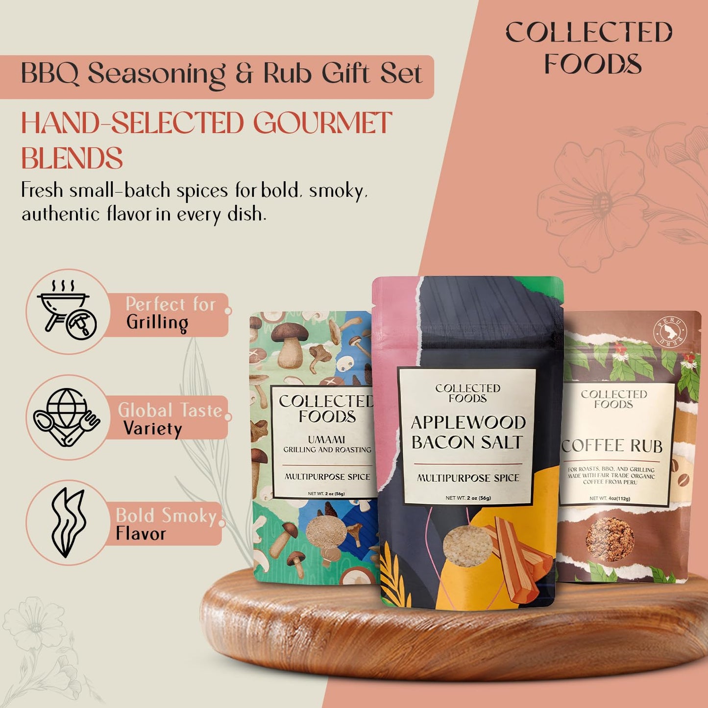 BBQ Rub Gift Set - 5 Premium Grilling Spices in Gift Box - Unique Barbecue Seasoning Gift for Men & Women - Gourmet Spice Set of 5: Bacon Salt