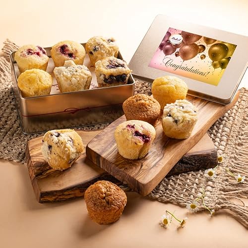 Dulcet Gift Baskets Old Fashioned Muffins Assortment with Delectable Flavors- Blueberry, Cranberry, Corn, & Banana Nut Great Gift for Holidays