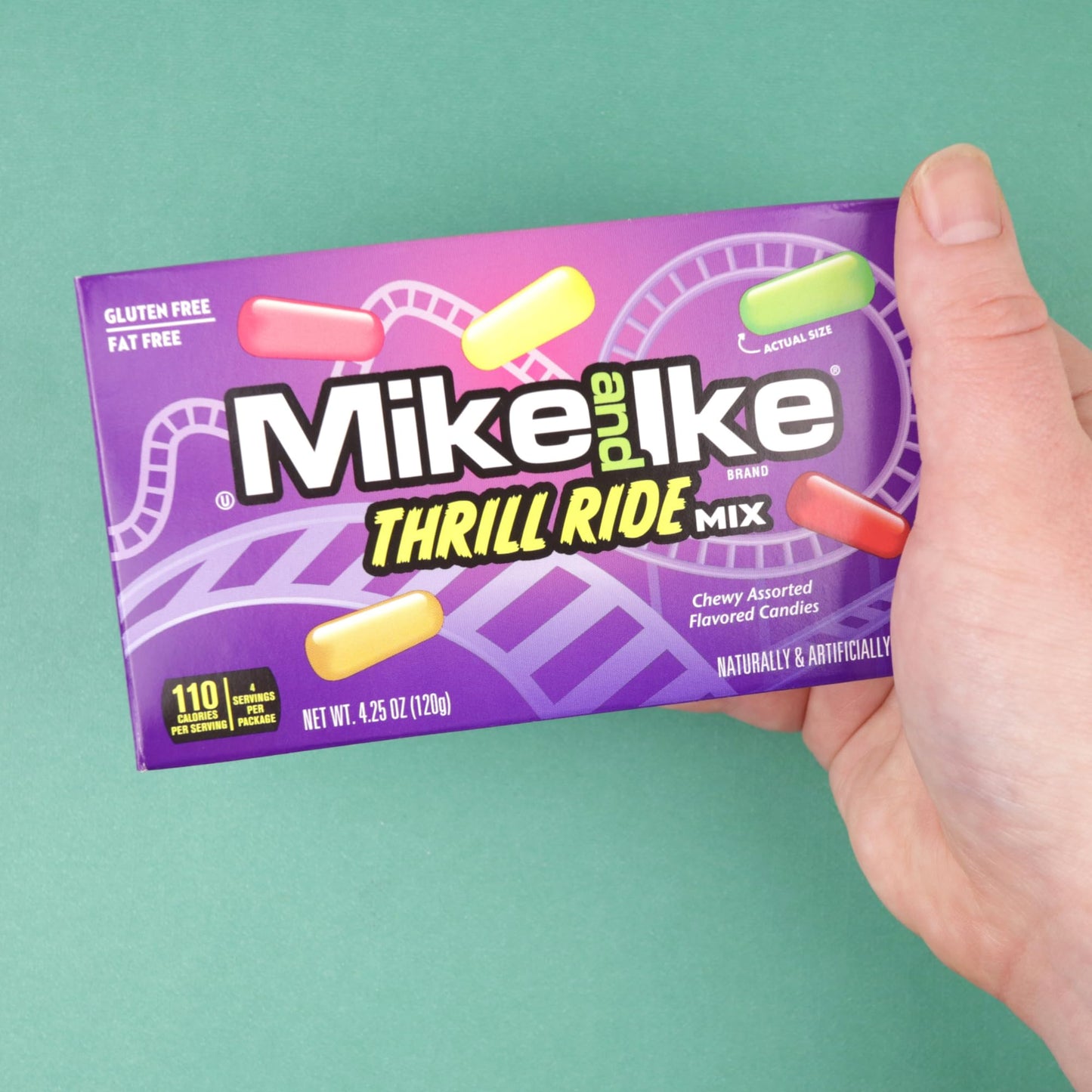 Mike and Ike Thrill Ride Theatre Box, Chewy Assorted Fruit Candies, Movie Night Snacks, 4.25 Ounces (Pack of 3)