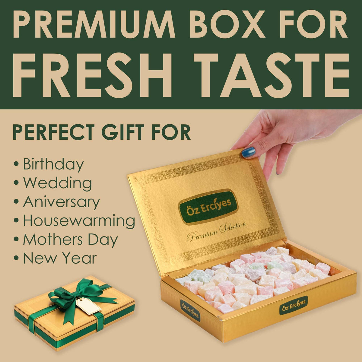 Mixed Fruit Turkish Delight - Assorted Lokum Candy Box, Traditional Turkish Sweets, Gourmet Arabic Candy Gift, Delicias Turcas, 17.6 oz (500g)