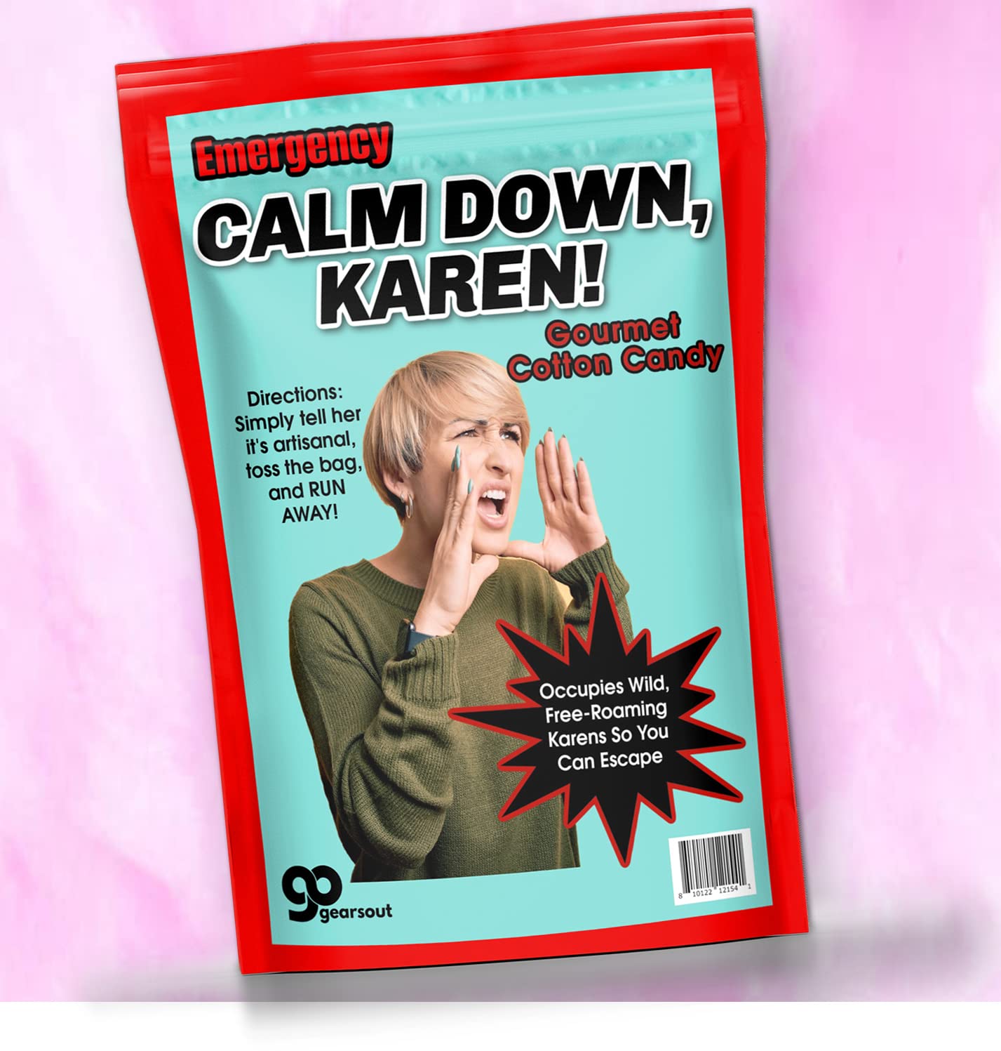 Calm Down Karen Cotton Candy - Funny People Karen Gifts - Gag Christmas Gifts for Women - Gourmet Strawberry Candy Floss Okay Boomer Sarcasm
