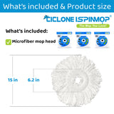 Ciclone Ispinmop 3-Pack Spin Mop Replacement Head - Spin Mop Refill Microfiber - Ciclone Ispinmop 360 Mop Head Refill - Spin Mop Head Replacement