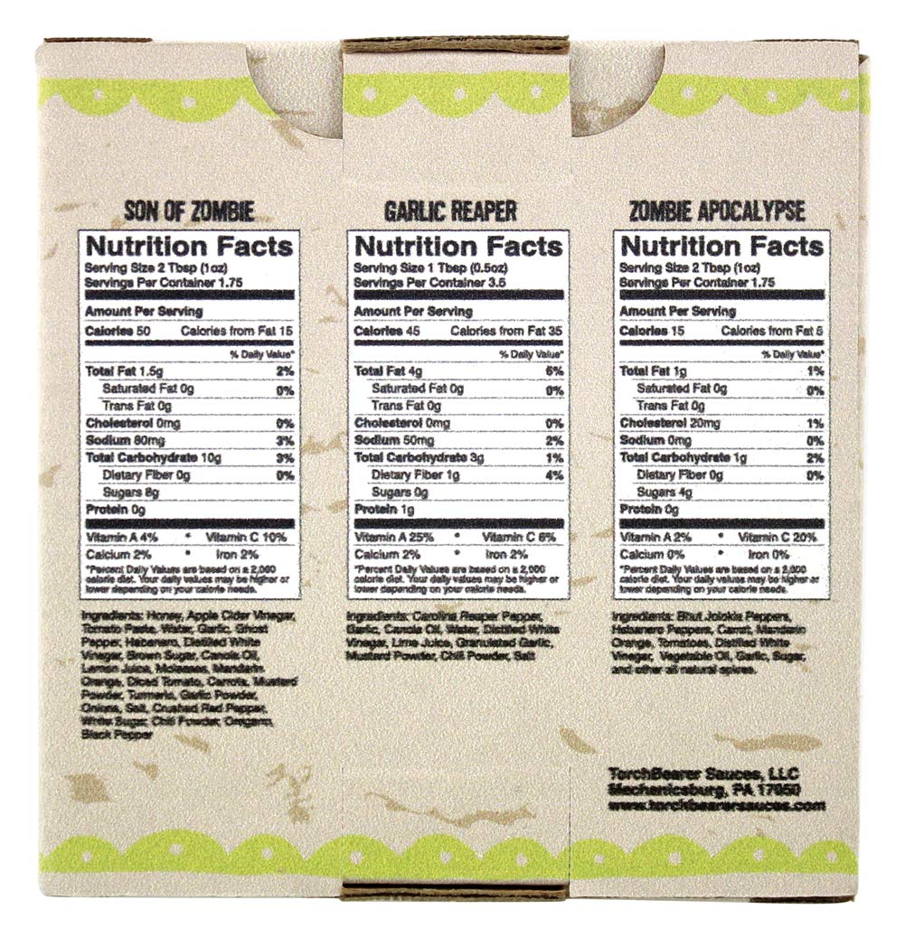 Torchbearer Sauces Best-Sellers Mini Hot Sauce Gift Set, 1.7oz 3 Pack - Zombie Apocalypse, Garlic Reaper, Son of Zombie - Featured on Hot Ones - All