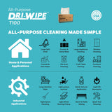 Dri-Wipe™ T100 All-Purpose Center-Pull Wipes - 24 Boxes of 200 (4,800 Total) - Disposable Cleaning Wipes, a Smarter Alternative to Paper Towels