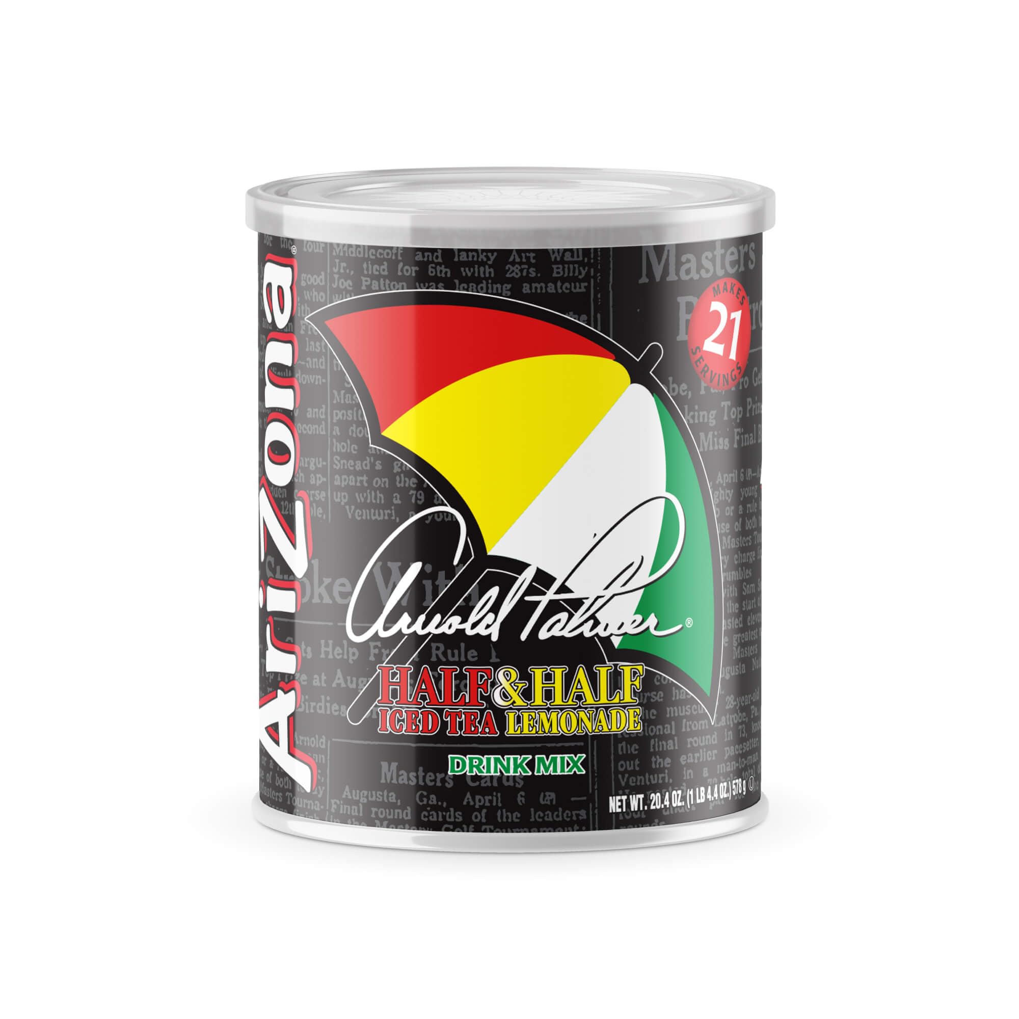 AriZona Arnold Palmer Half and Half - Sugar Sweetened Powdered Drink Mix - 20.4oz Canister, Makes 8 Quarts (Pack of 1)
