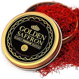 Golden Saffron, Finest Pure Premium All Red Saffron Threads, Grade A+ Super Negin, Non-GMO Verified. For Tea, Paella, Rice, Desserts, Golden Milk