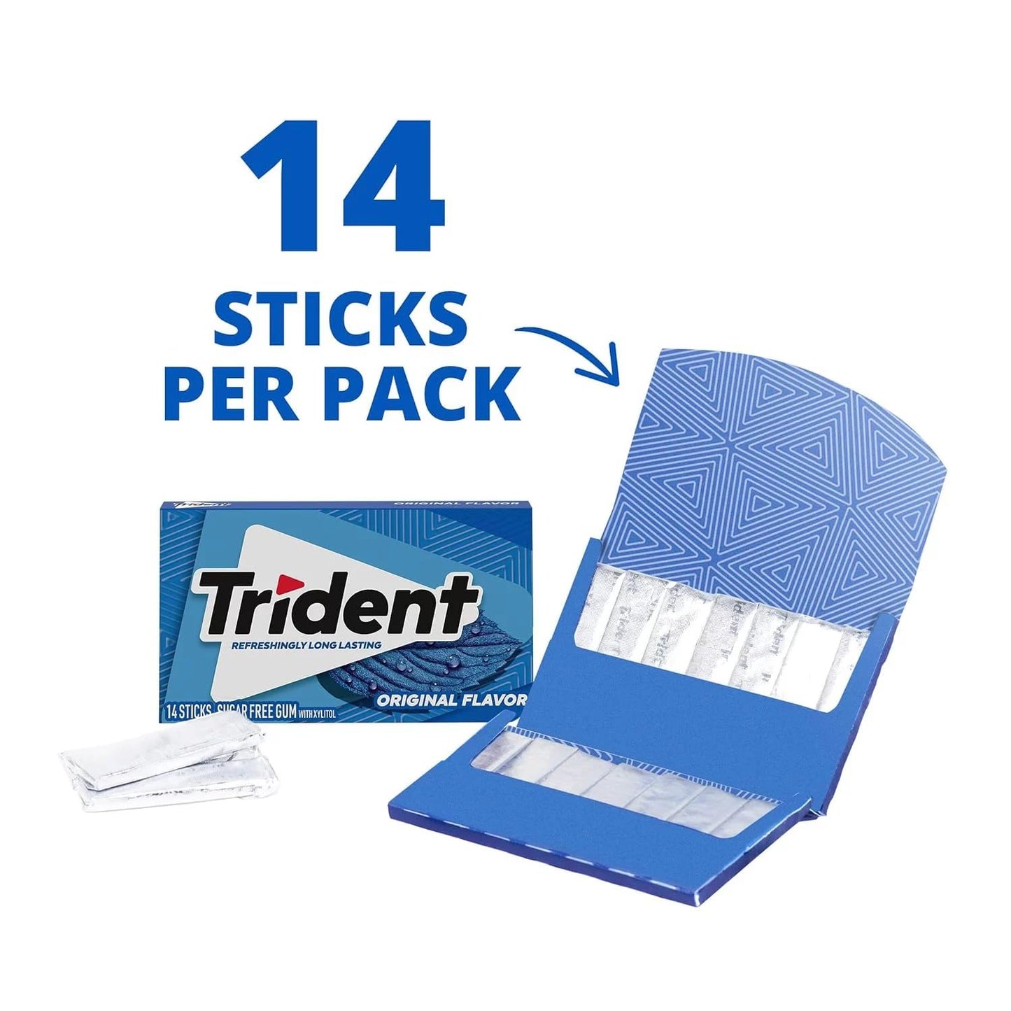 Trident Original Flavor Sugar Free Gum, 14 Pieces (Pack of 15, 210 Pieces Total)