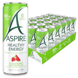 ASPIRE® Strawberry Watermelon, Healthy Energy Drink 80mg Natural Caffeine, Zero Sugar No Carbs Keto Friendly, 24 Pack Green Tea Sugar Free Drink Low