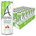 ASPIRE® Strawberry Watermelon, Healthy Energy Drink 80mg Natural Caffeine, Zero Sugar No Carbs Keto Friendly, 24 Pack Green Tea Sugar Free Drink Low