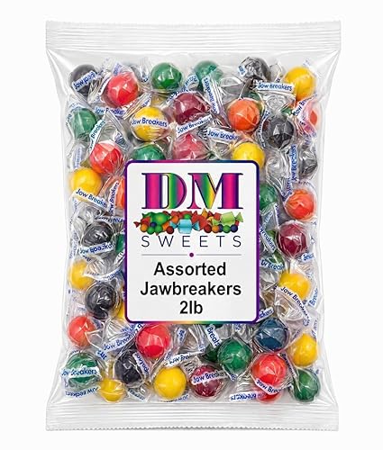 Jawbreakers Assorted Candy 2 lb Bag - Cherry Lemon Lime Orange Grape Flavors - Long?Lasting Hard Sweets Individually Wrapped Bulk Treats