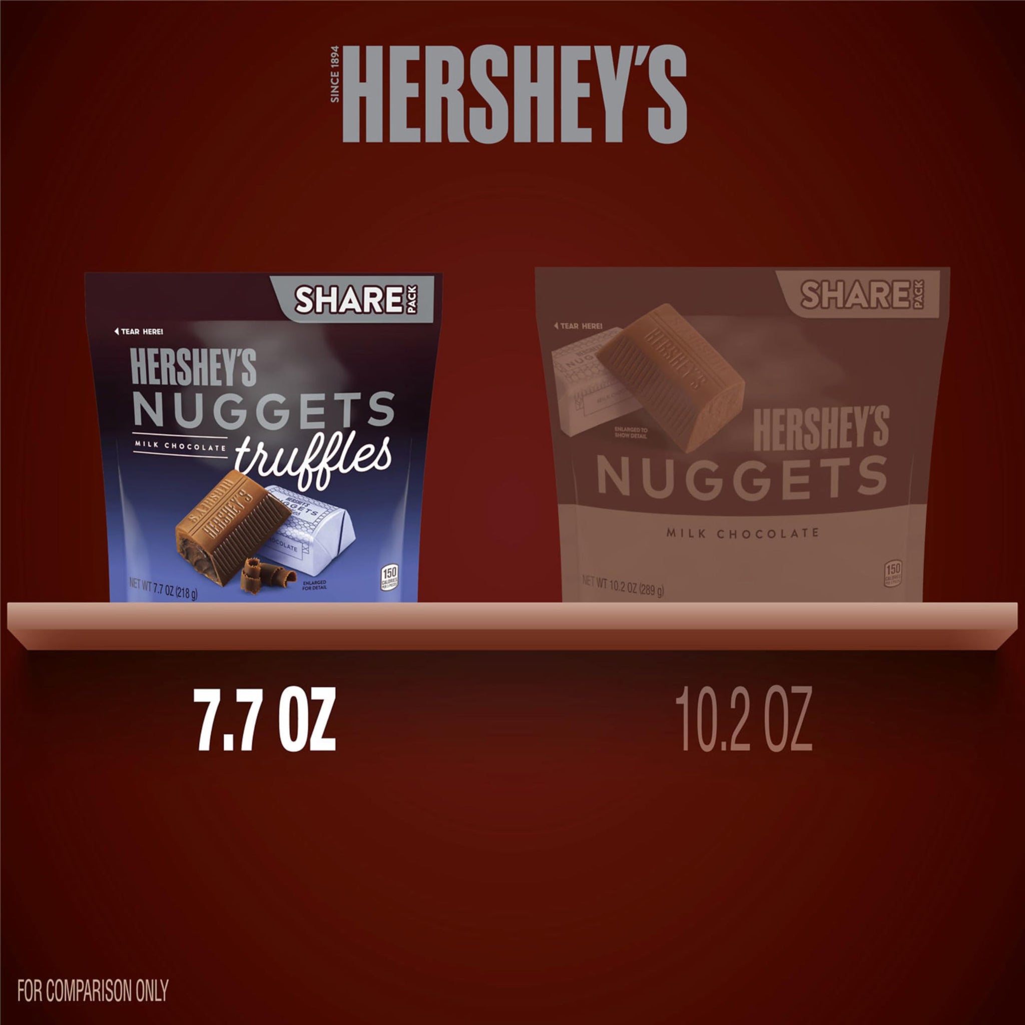 HERSHEYS MILK CHOCOLATE NUGGETS TRUFFLES SHARE PACK STAND UP BAG